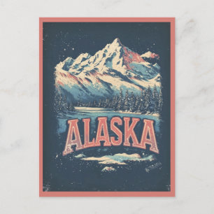 Carte Postale Voyage en Alaska Nature Montagnes Lac Vintage