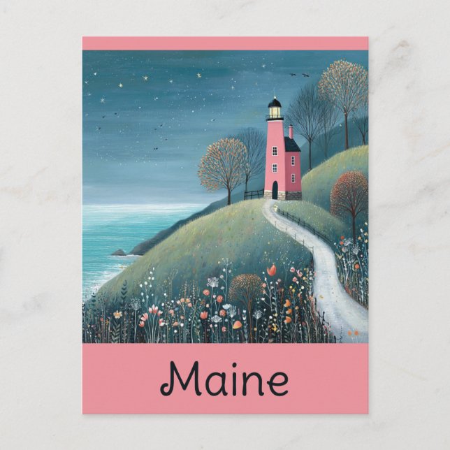 Carte Postale Voyage en aquarelle du phare de Maine Coast (Devant)