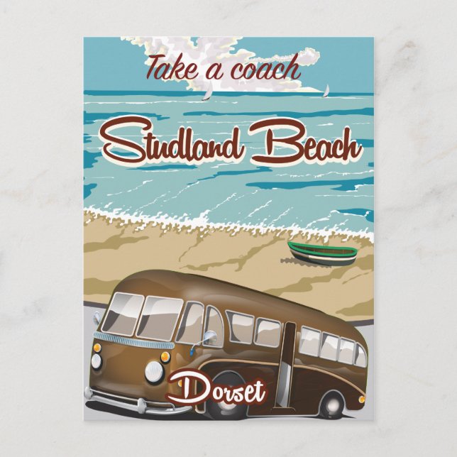 Carte Postale Voyage en autocar Studland Beach Dorset (Devant)