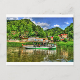 Carte Postale Voyage en bateau sur la rivière Elbe