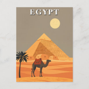 Carte Postale Voyage en Égypte vintage Chameau et Pyramides Dése