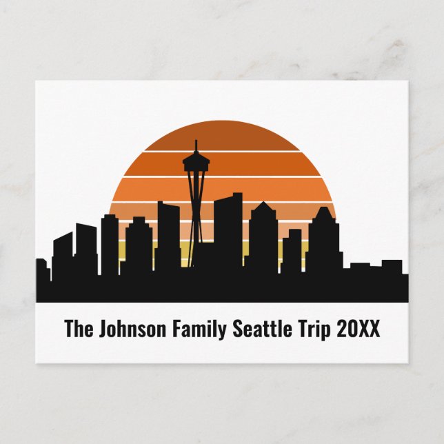 Carte Postale Voyage en famille personnalisé Seattle Skyline Sun (Devant)