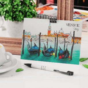 Carte Postale Voyage en Italie - VENISE souvenir aquarelle