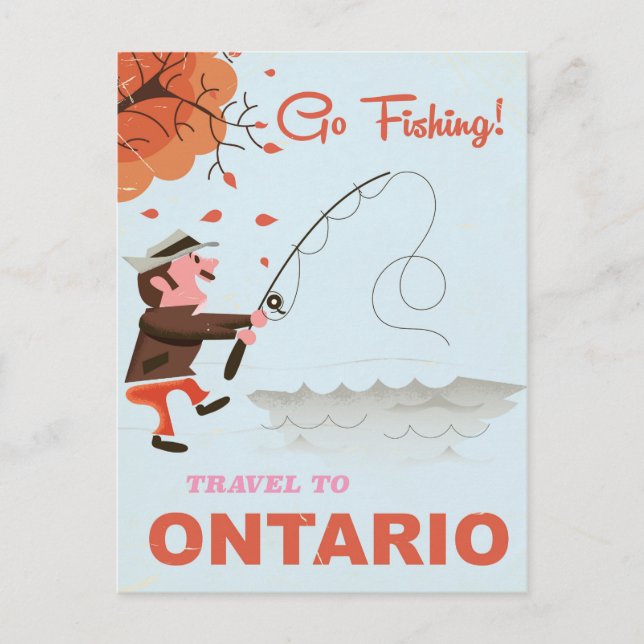 Carte Postale Voyage en Ontario imprimé pêche vintage (Devant)