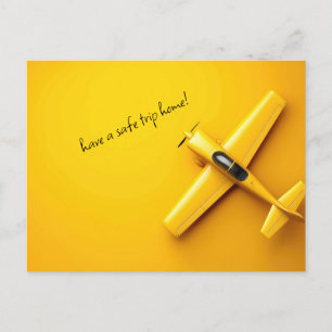 Carte Postale Voyage en sécurité d'avion jaune