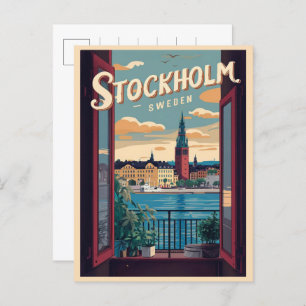 Carte Postale voyage en suède de stockholm vintage balcon vue ca