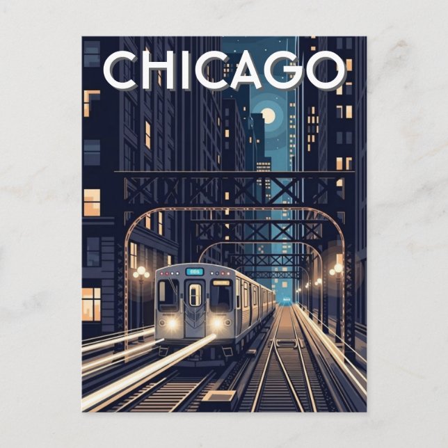 Carte Postale Voyage en train L Chicago Illinois (Devant)