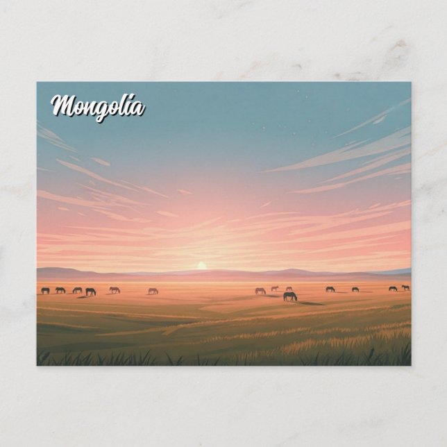 Carte Postale Voyage en yourte dans la steppe mongole (Devant)