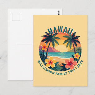 Carte Postale Voyage familial de vacances tropicales rétro à Haw