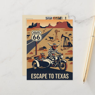 Carte Postale Voyage fantaisiste dans le style WPA
