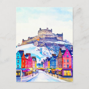 Carte Postale Voyage hivernal au château d'Édimbourg en Écosse