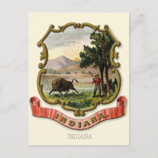 Carte Postale Voyage Indiana Vintage - Armoiries de l'État