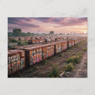 Carte Postale Voyage Infini Ruines Urbaines Train Graffiti