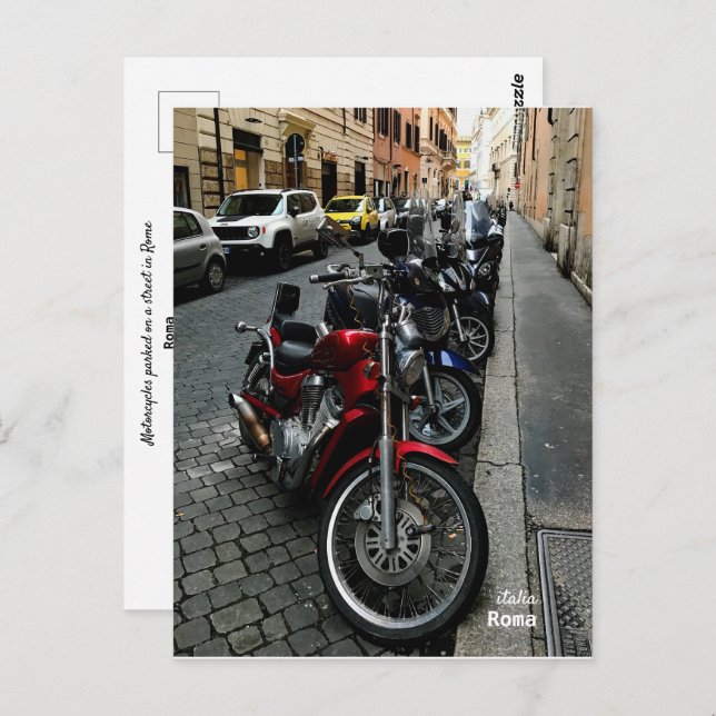Carte Postale Voyage | Italie - Rome, Motos garées (Devant / Derrière)