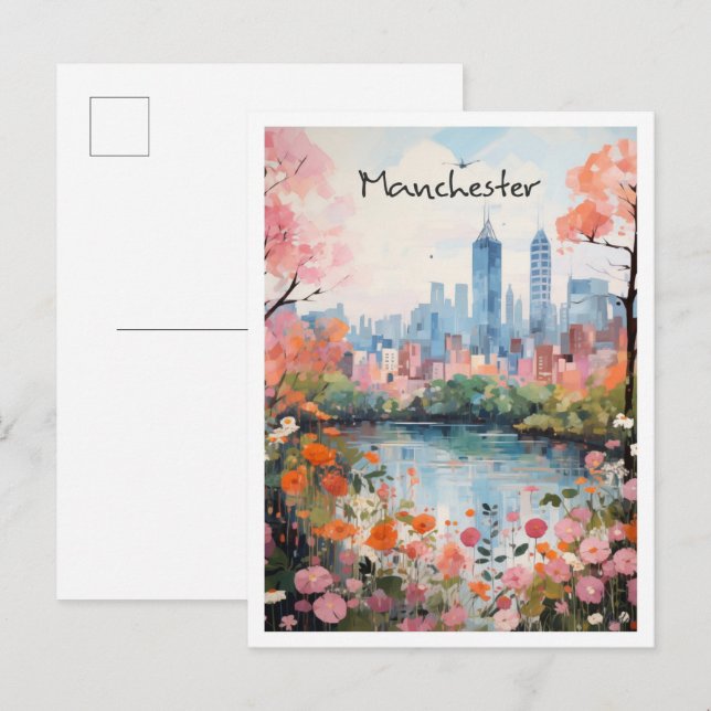Carte Postale Voyage Manchester Angleterre Esthétique (Devant / Derrière)