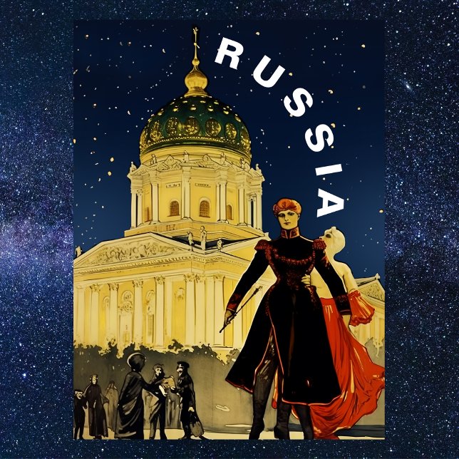 Carte Postale Voyage nocturne en Russie vintage  (Vintage Russia Winter Night Travel Postcard
)