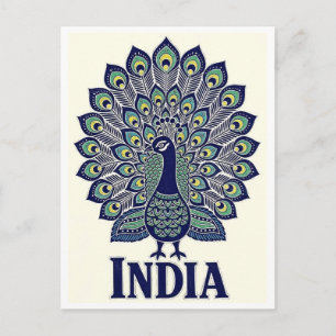 Carte Postale Voyage Paon Inde