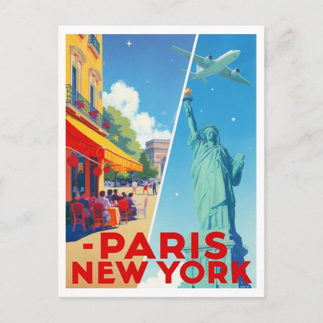 Carte Postale Voyage Paris New York (Devant)