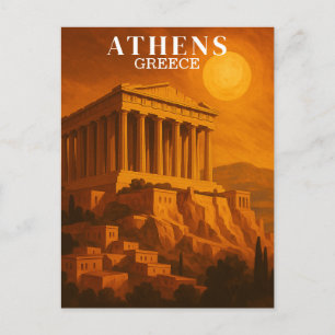 Carte Postale Voyage rétro à Athènes Grèce Vintage