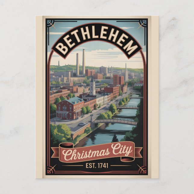 Carte Postale Voyage Rétro à Bethlehem Pennsylvanie (Devant)