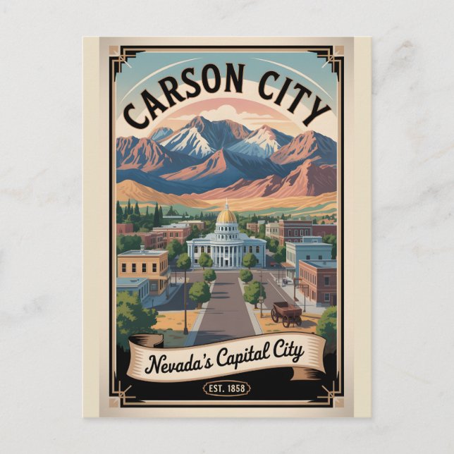 Carte Postale Voyage Rétro à Carson City Nevada (Devant)
