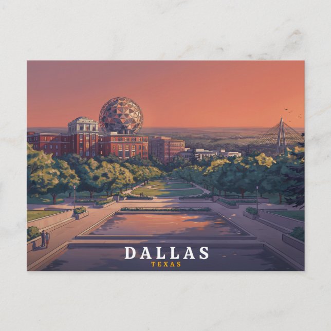 Carte Postale Voyage Rétro à Dallas Texas (Devant)