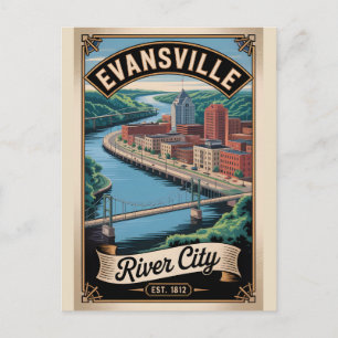 Carte Postale Voyage Rétro à Evansville Indiana