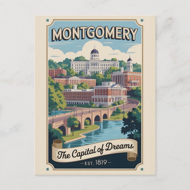 Carte Postale Voyage Rétro à Montgomery Alabama (Devant)