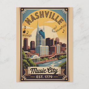 Carte Postale Voyage rétro à Nashville Tennessee Music City