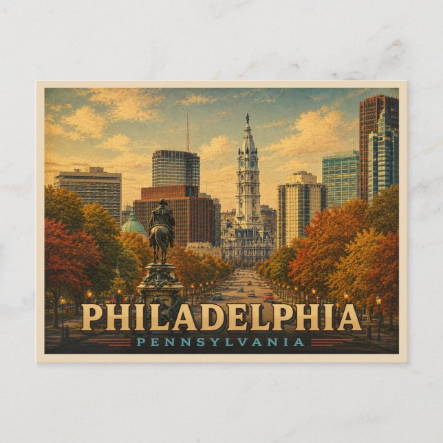 Carte Postale Voyage Rétro à Philadelphie (Devant)