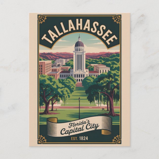 Carte Postale Voyage Rétro à Tallahassee Floride (Devant)