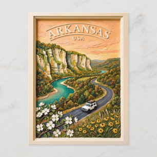 Carte Postale Voyage Rétro à travers l'Arkansas, Paysage de la R