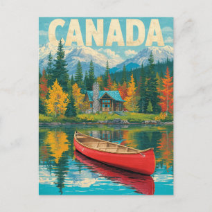 Carte Postale Voyage Rétro Canada – Montagnes & Forêt d'Automne