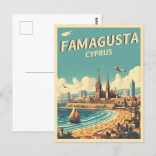 Carte Postale Voyage Rétro Famagusta Beach Chypre cadeaux
