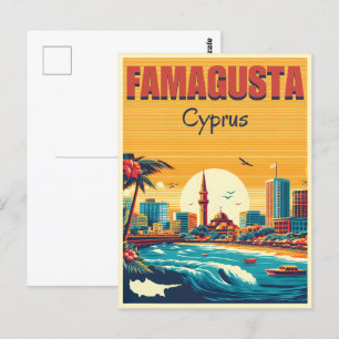 Carte Postale Voyage Rétro Famagusta Beach Chypre cadeaux