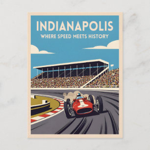 Carte Postale Voyage Rétro Indianapolis Indiana Course Automobil