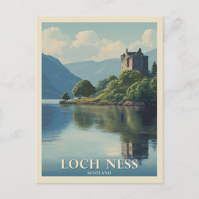 Carte Postale Voyage Rétro Loch Ness Écosse (Devant)