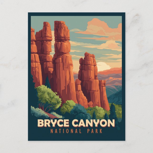 Carte Postale Voyage Rétro Parc National de Bryce Canyon Utah (Devant)