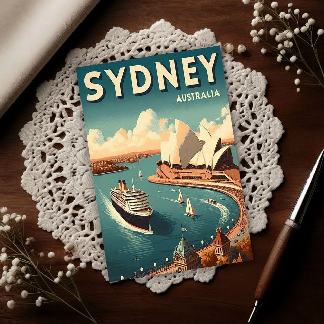 Carte Postale Voyage Rétro Sydney Australie (Créateur téléchargé)