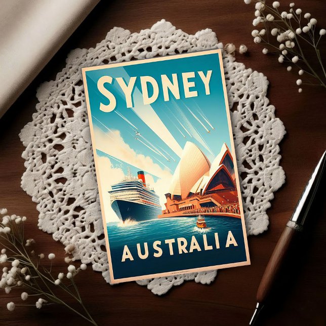 Carte Postale Voyage Rétro Sydney Australie (Créateur téléchargé)