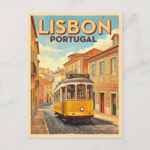 Carte Postale Voyage Rétro Vintage Lisbonne Portugal Tramway Jau