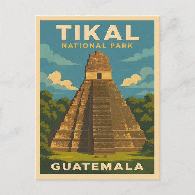 Carte Postale Voyage Rétro Vintage Parc National Tikal Guatemala (Devant)