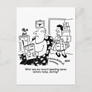 Carte Postale Voyage shopping. Enregistrez les dépenses. Dépasse