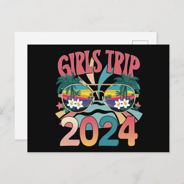 Carte Postale Voyage super pour filles 2024 Week-end Summer Beac (Devant / Derrière)