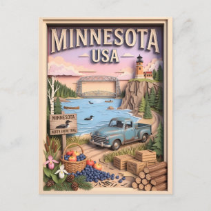 Carte Postale Voyage sur la route Minnesota Rive Nord Lac Supéri
