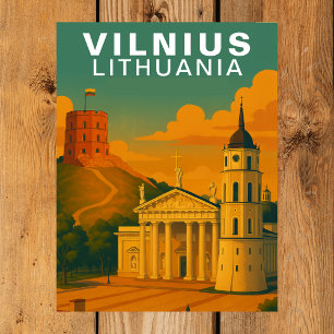 Carte Postale Voyage Vilnius, Lituanie Tour en brique sur une co
