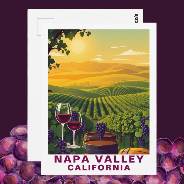Carte Postale Voyage vinicole dans la vallée de Napa, Californie (Vintage Napa Valley, California Wine Travel Postcard)