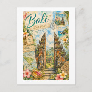 Carte Postale Voyage vintage à Bali, île magique d'Indonésie