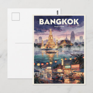 Carte Postale Voyage vintage à Bangkok Thaïlande