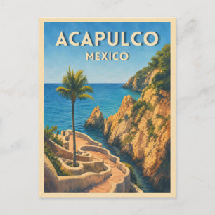Carte Postale Voyage Vintage Acapulco Mexique Bord de Mer Rétro